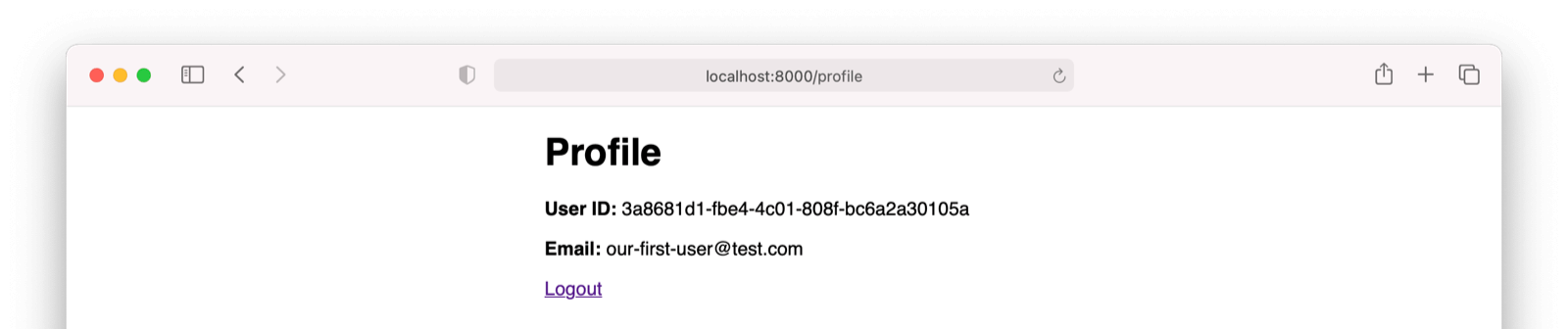 The profile page for a Laravel application using FusionAuth..