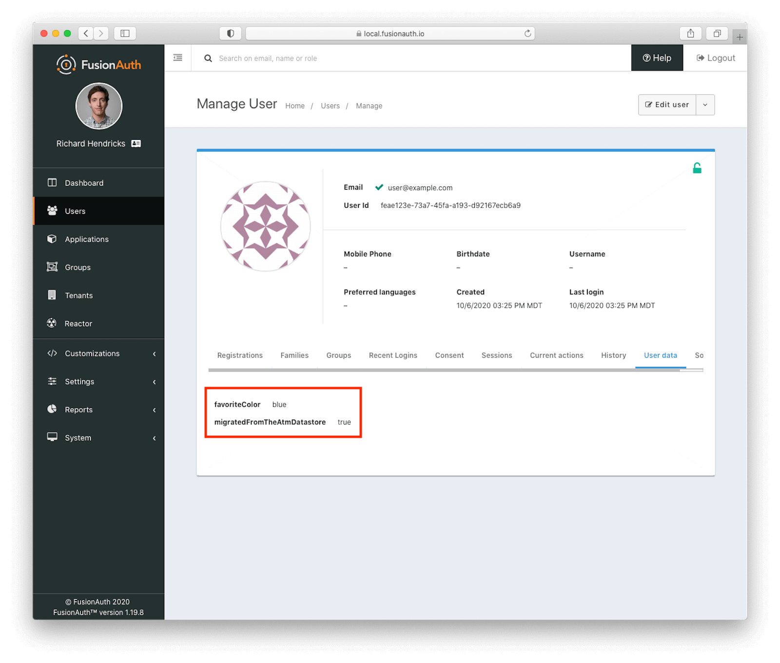 Success! The user is has been marked as migrated. Plus they love blue..