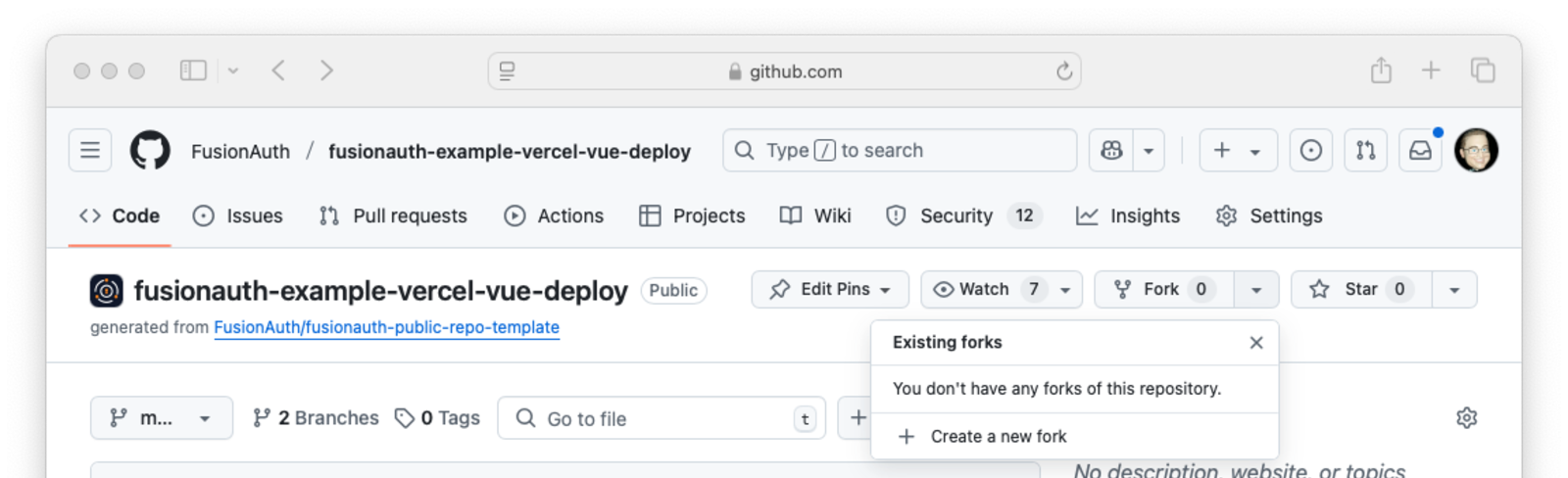 Fork repository from FusionAuth GitHub.