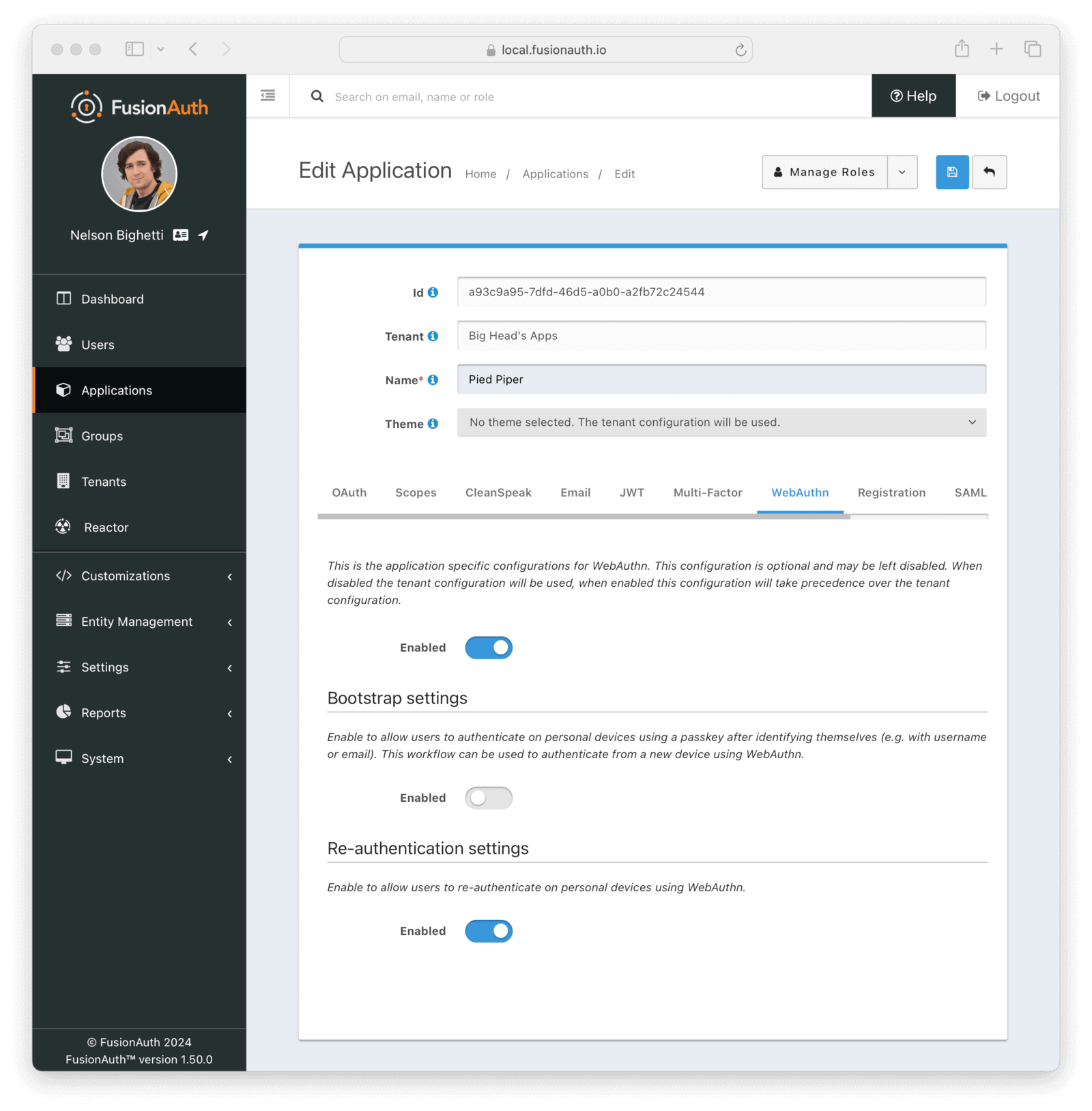 WebAuthn configuration