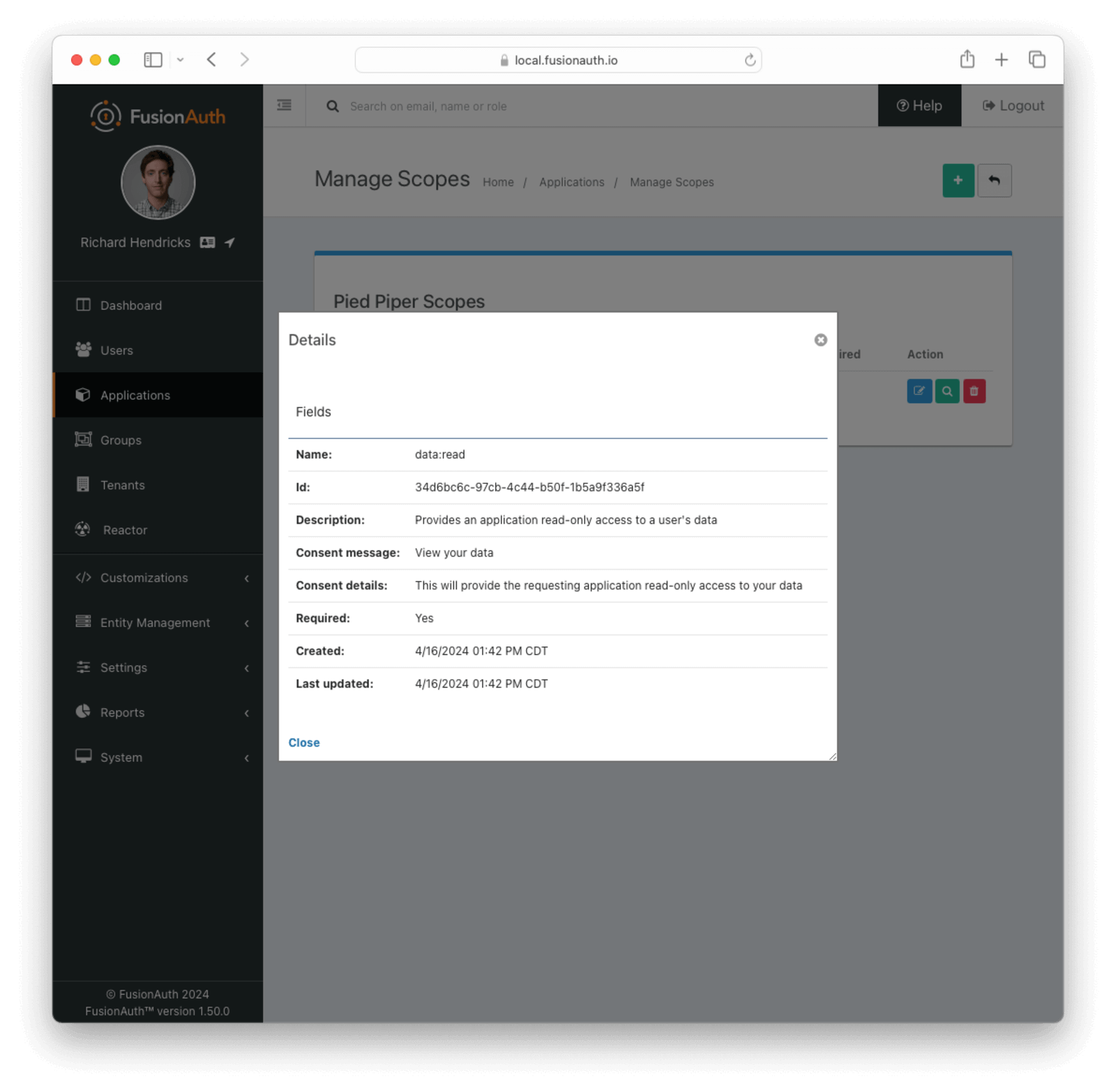 Manage Scopes - View Scope