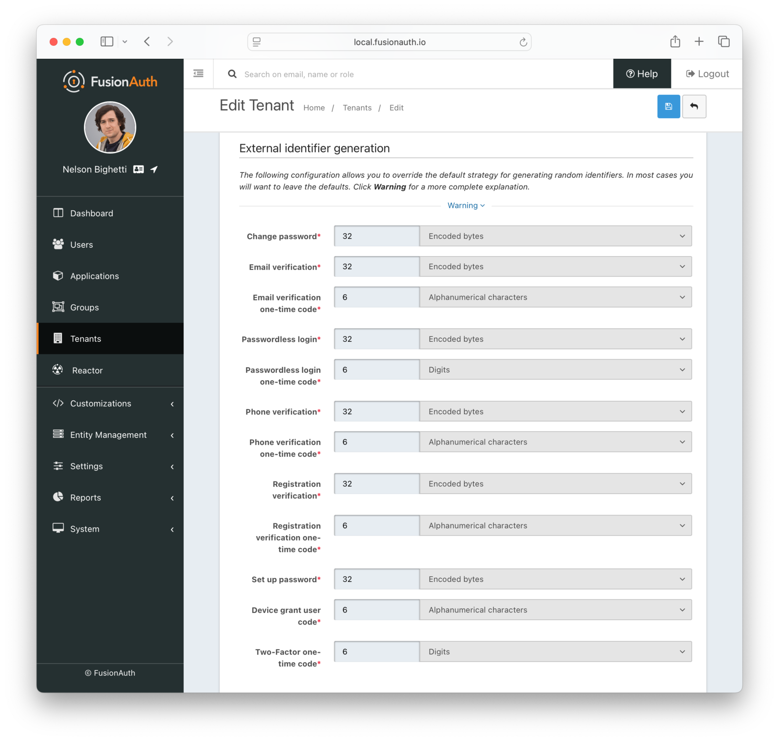 Tenant Configuration - External Identifier Generation