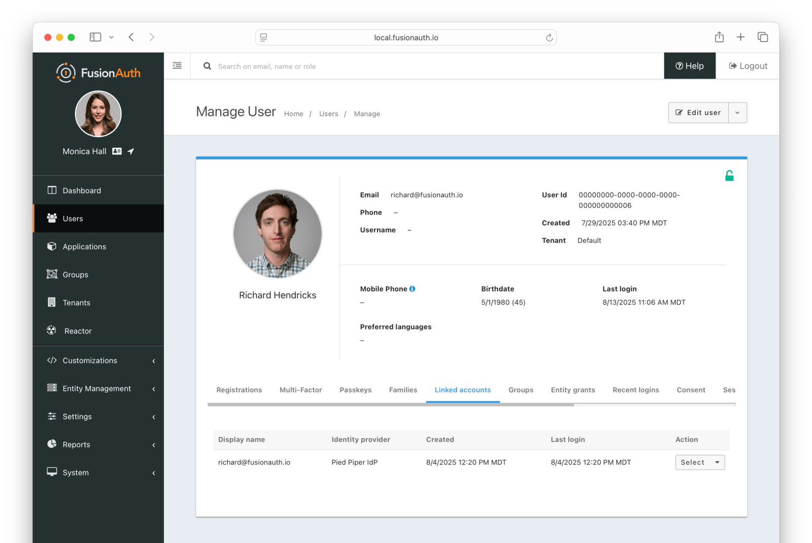 User identity providers screen in the administrative user interface.