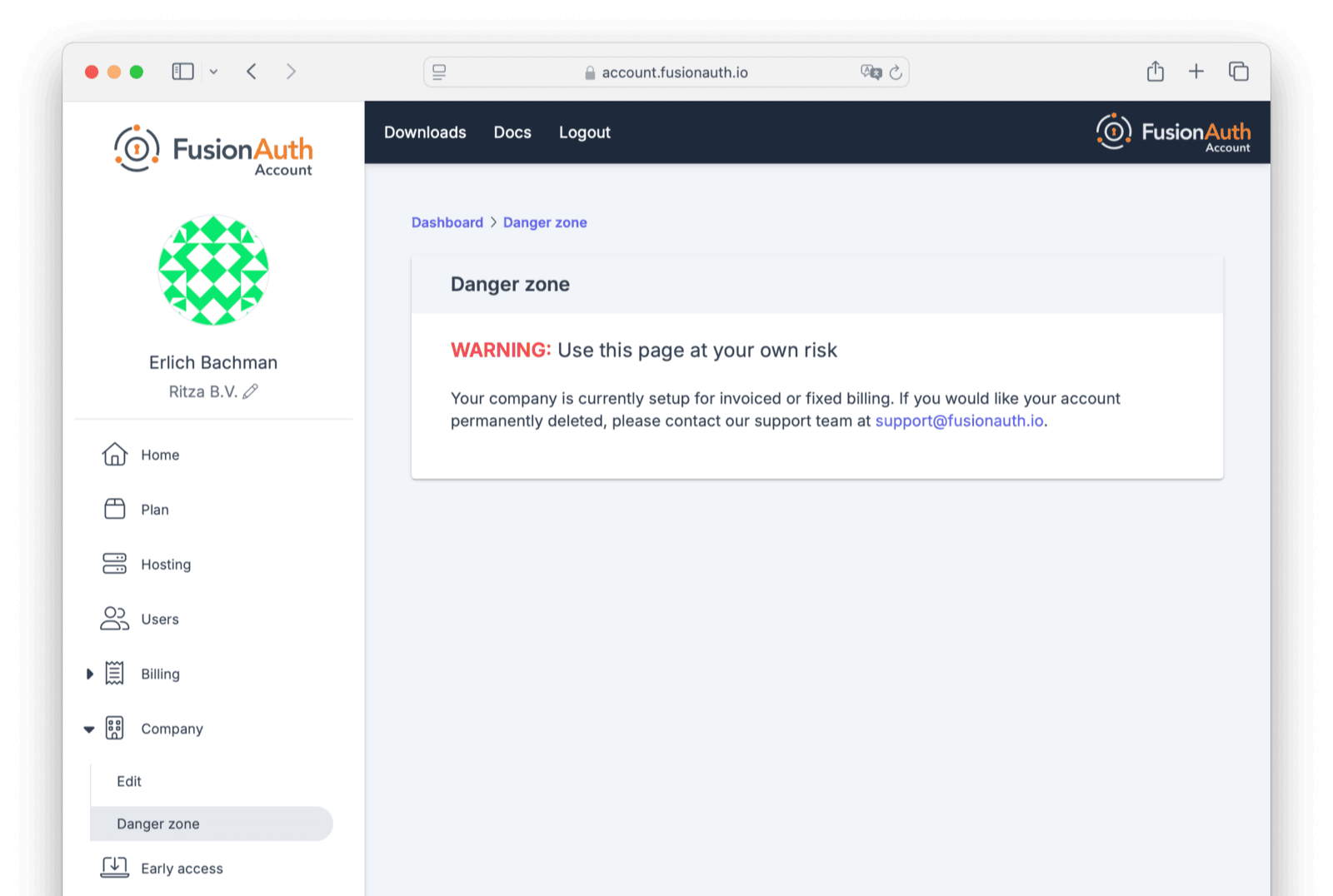 The company danger zone.
