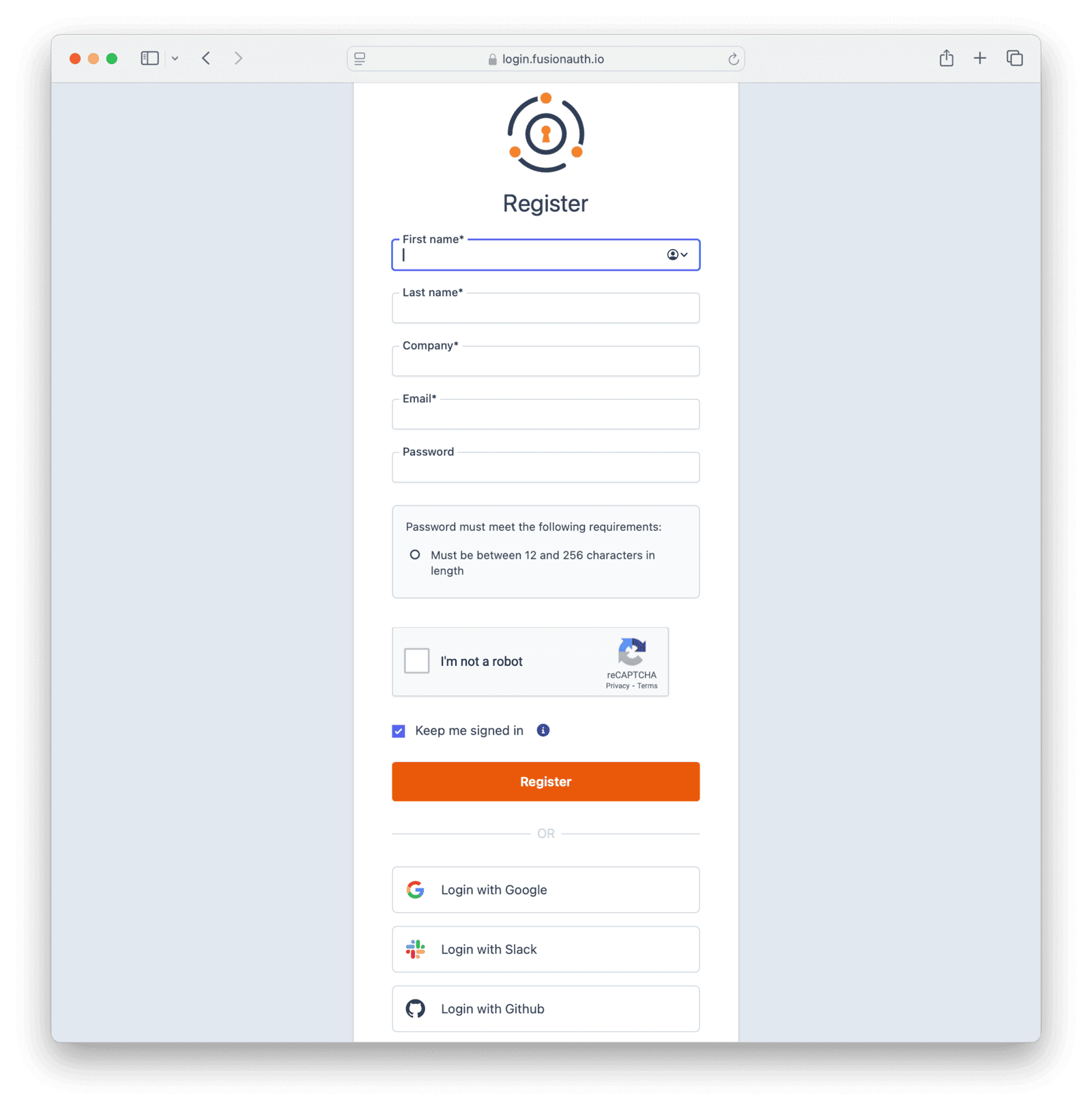 Registering for an account.
