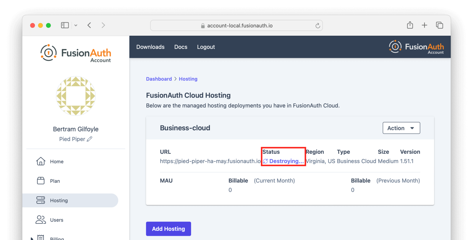 The deployment is being destroyed.