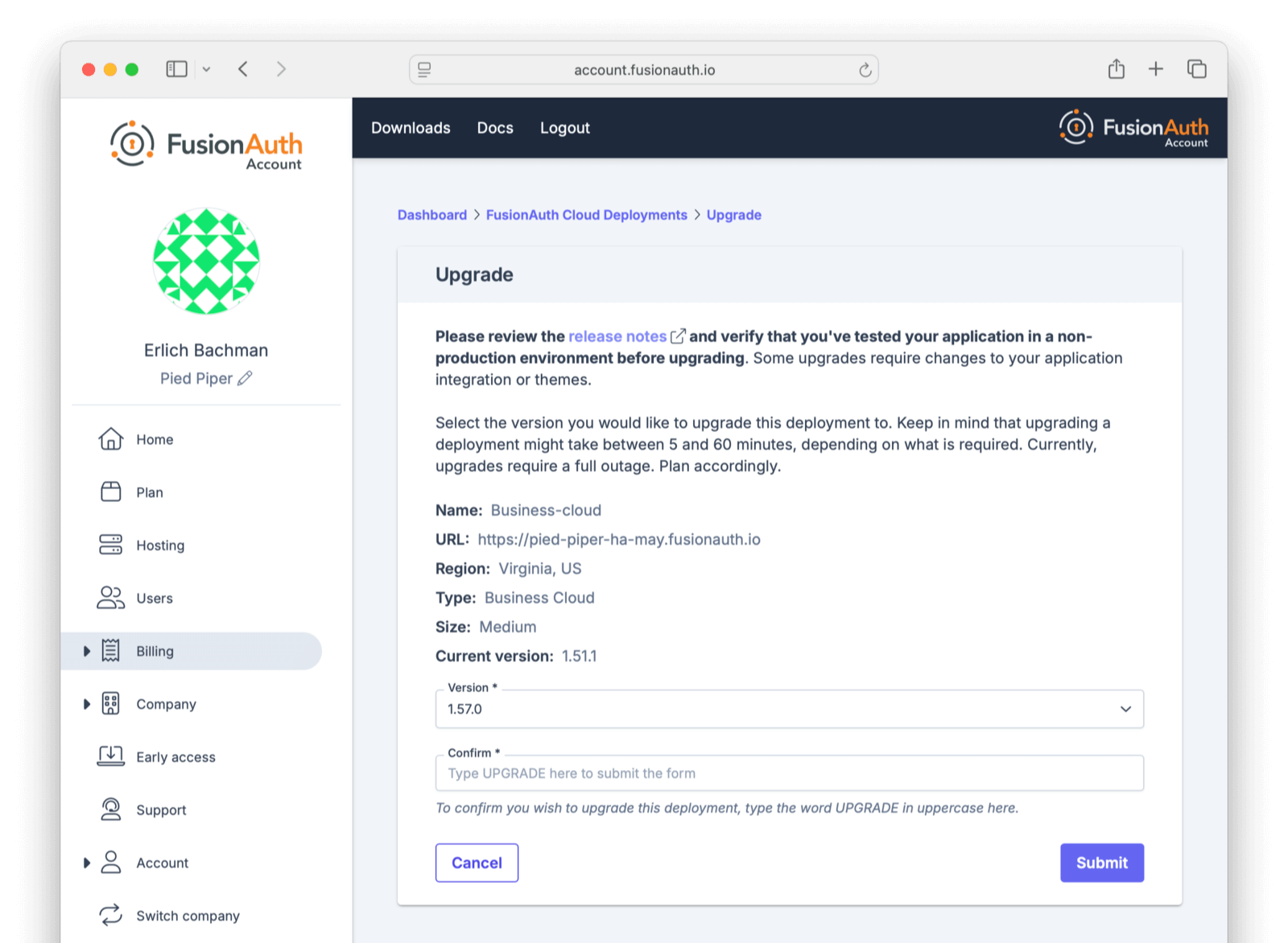 Upgrading a deployment