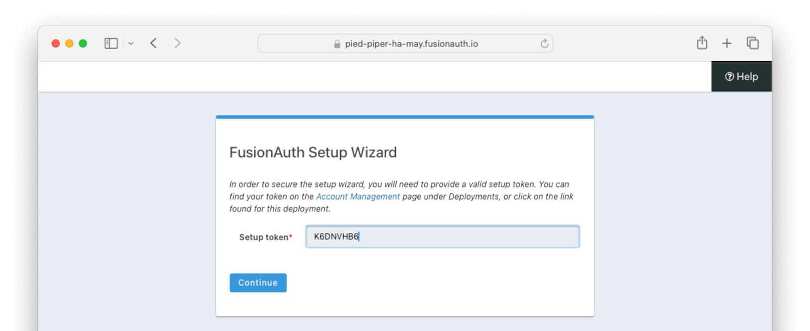 Hosting tab when the provisioning is finished.