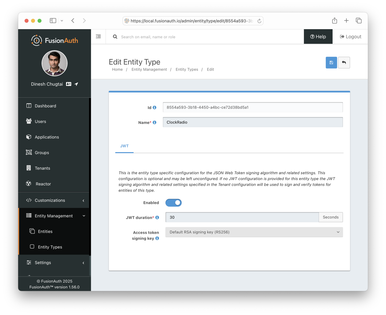 JWT settings for digital twins.