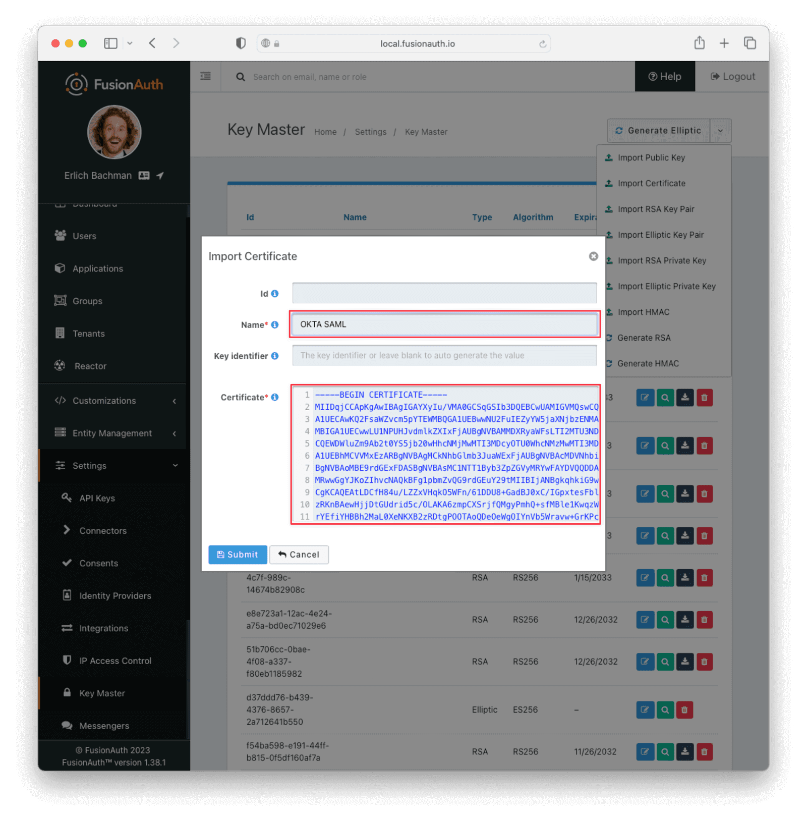 paste certificate