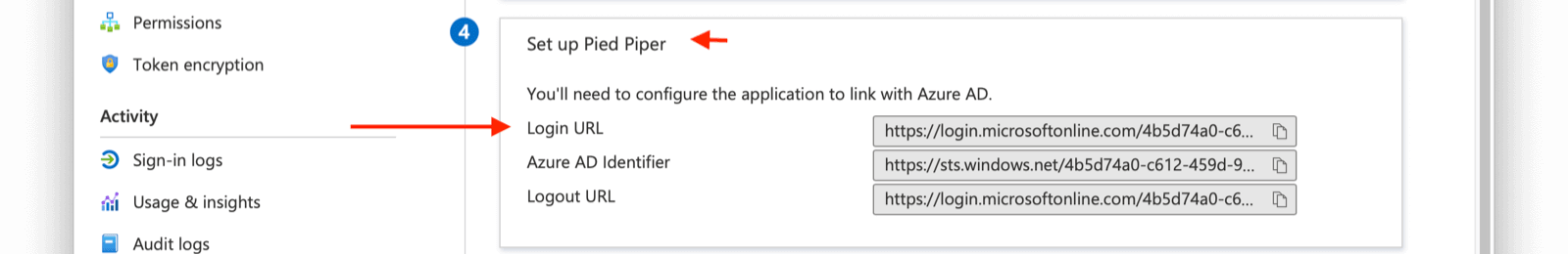 Get Login URL values From Step Four