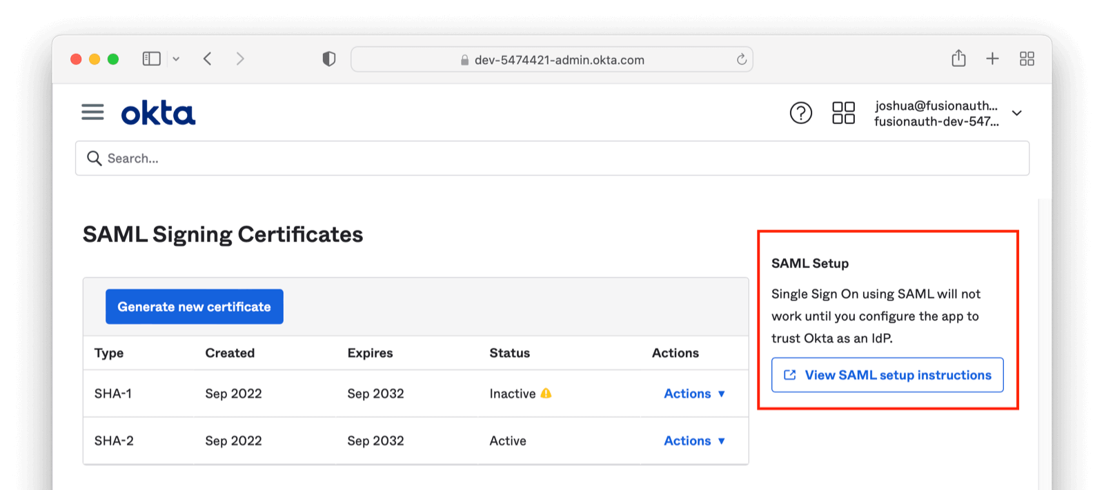 View SAML Setup Instructions