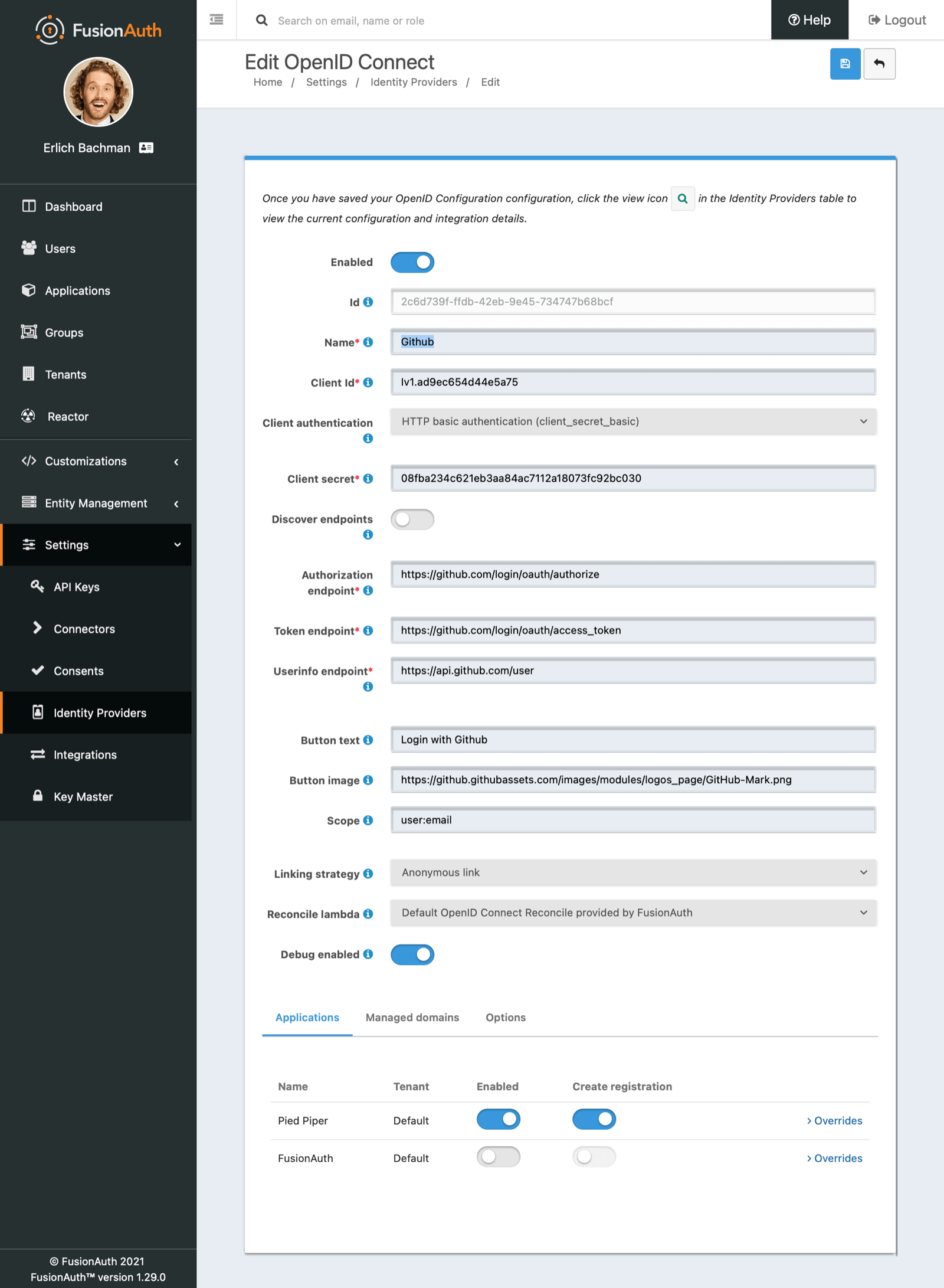 FusionAuth GitHub IdP Configuration