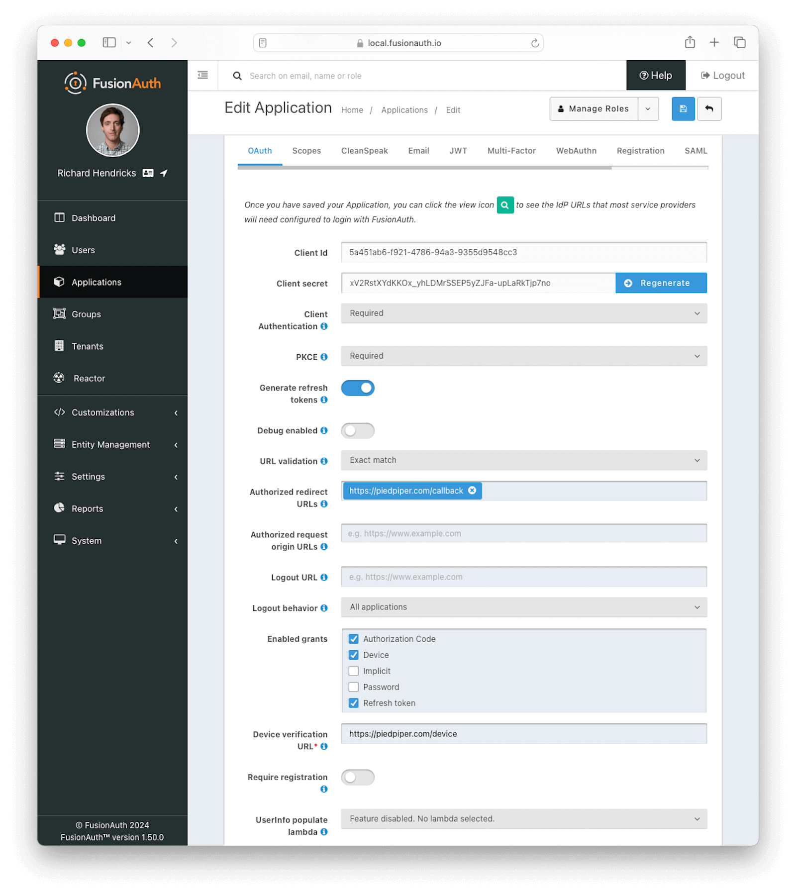 Application OAuth Configuration