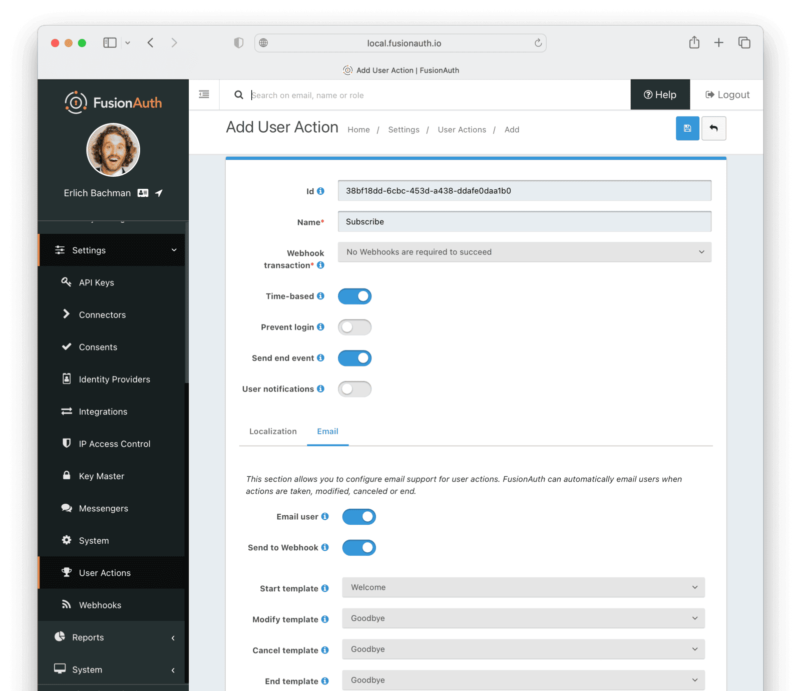 Create an Action in FusionAuth