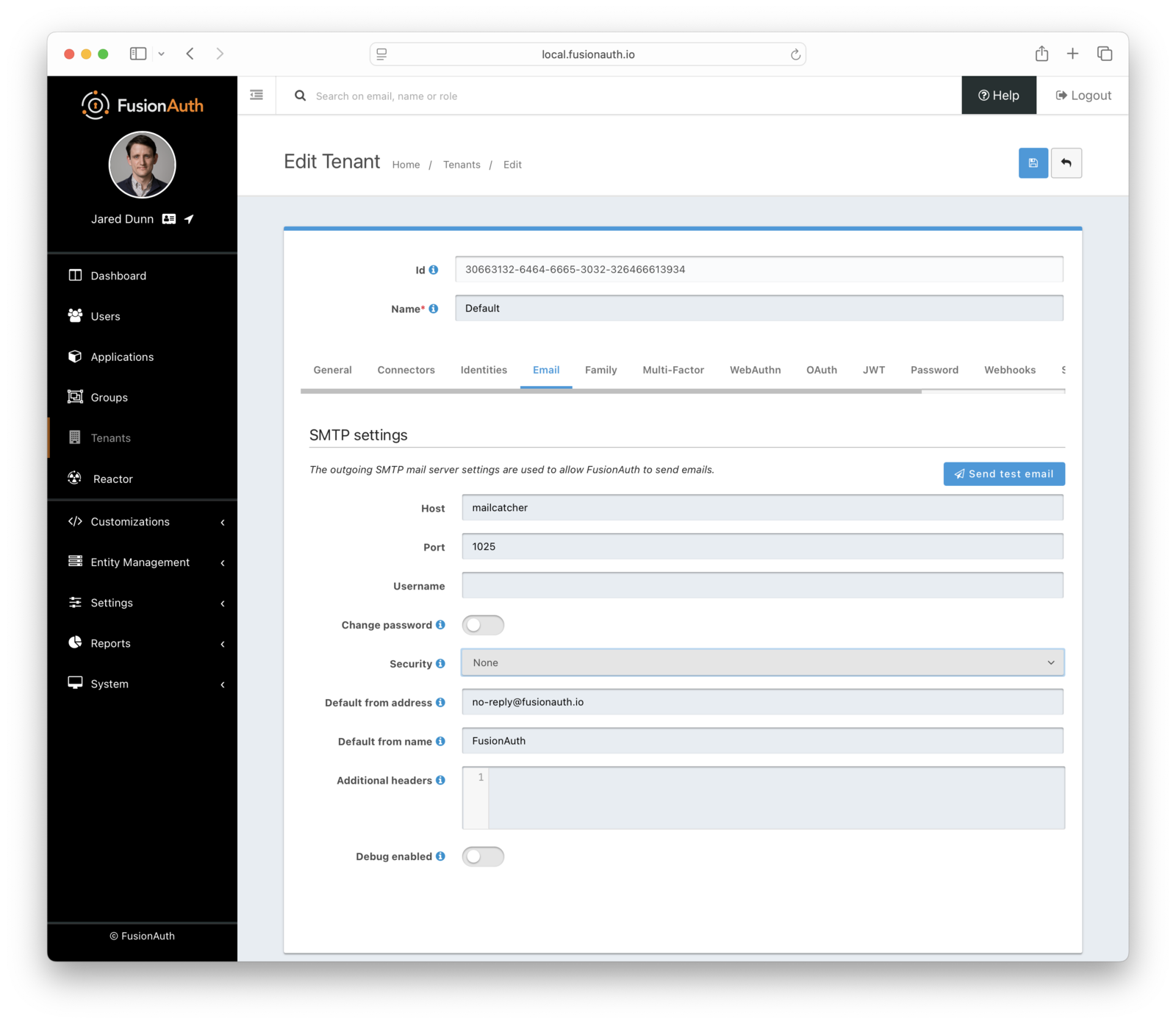 Tenant SMTP settings