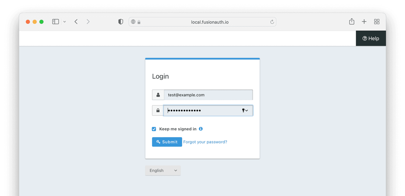 The user login screen.