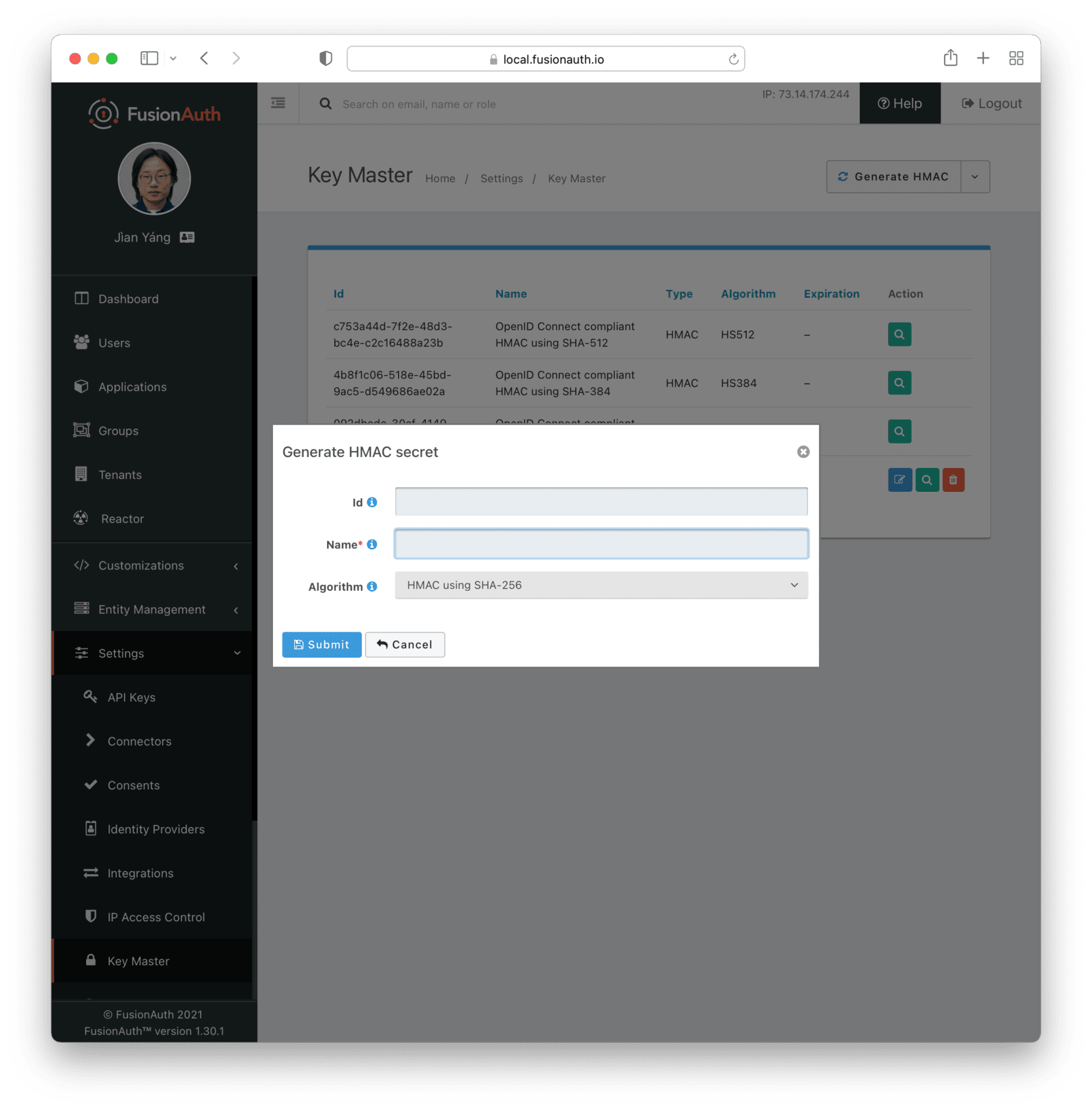 Generate an HMAC Secret.